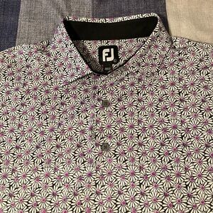 Footjoy FJ Riverhill Mens Floral Polo Shirt Sz L Golf